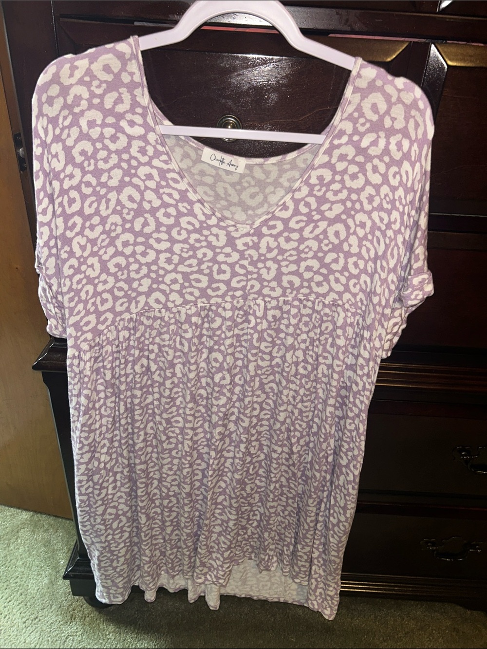 Lavender Animal-Print V-Neck Women's dress